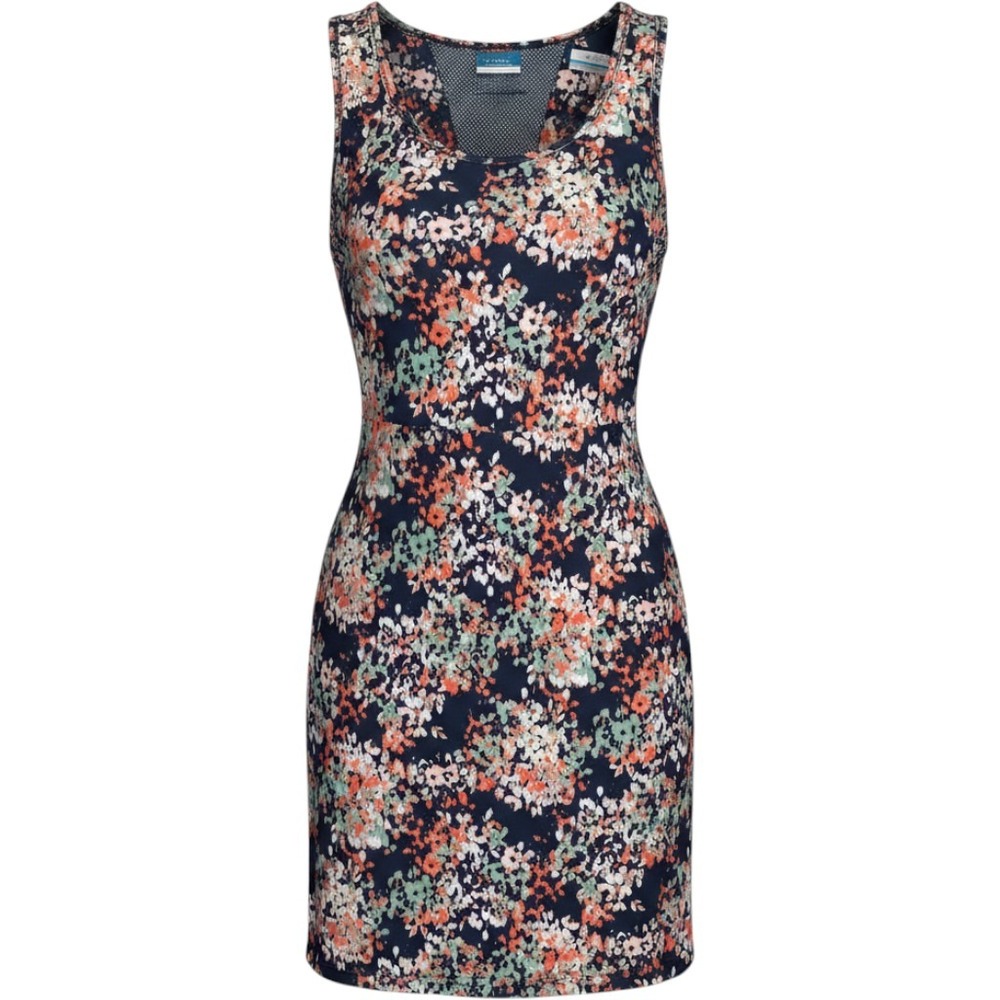 Columbia PFG Dress Women Medium Navy Floral Mesh Back Activewear EUC